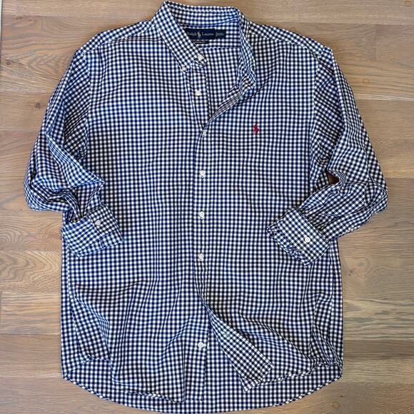 Ralph Lauren Other - Ralph Lauren Custom Fit Gingham Shirt Button Down Navy White Mens Size XXL